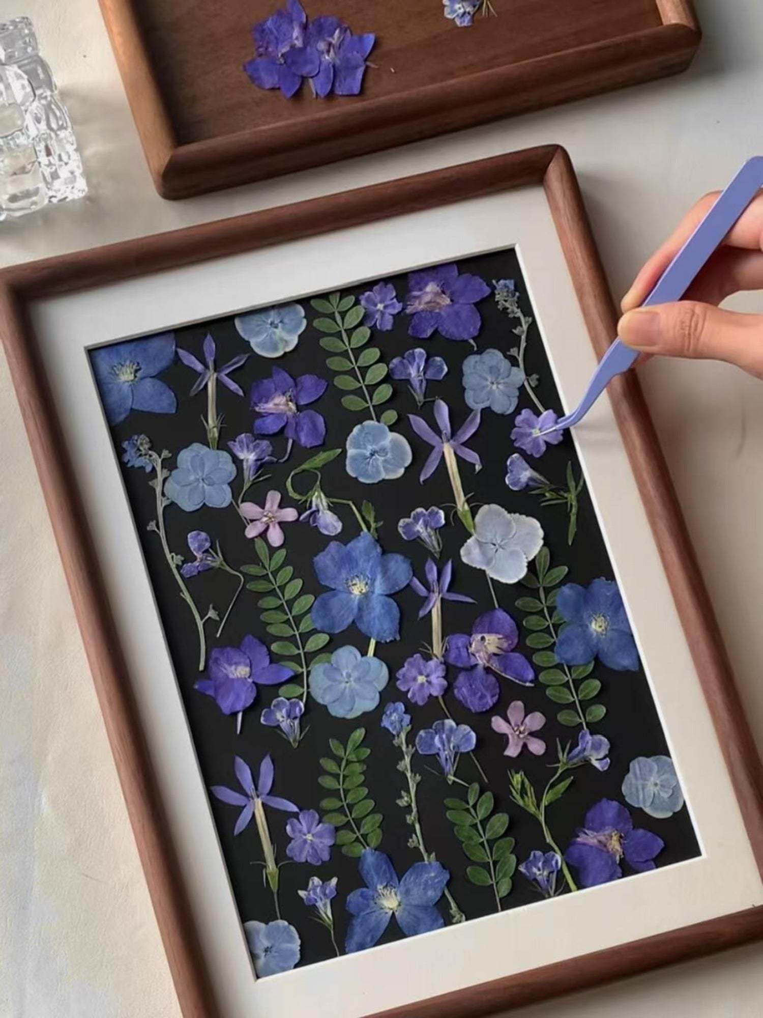 HandeMade Pressed Flowers Frame Dried Plant Floral Preserved Delphinium