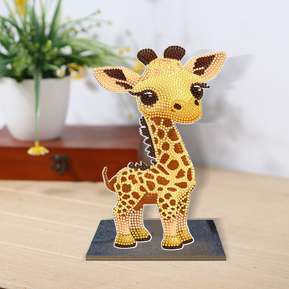 DIY Diamonds Painting Ornaments Wooden Animal Giraffe Art Craft Kit