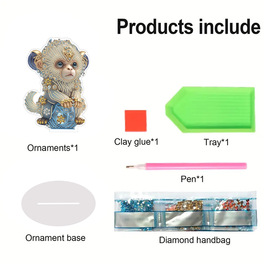DIY Zodiac Monkey Diamond Painting Desktop Ornament for Office Desktop Decor