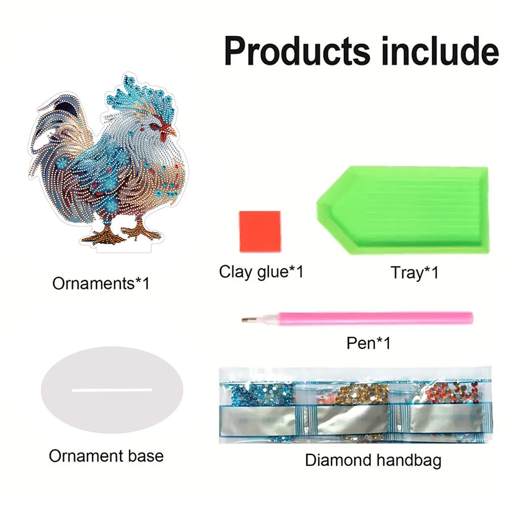 DIY Zodiac Chicken Diamond Painting Desktop Ornament for Office Decor