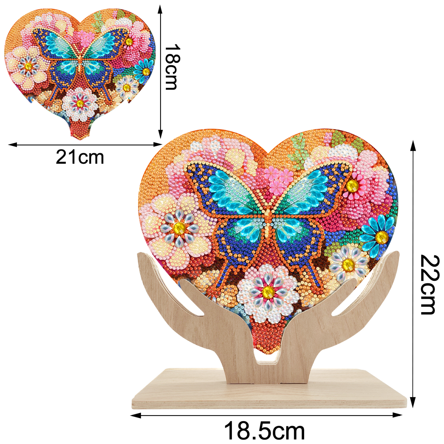 5D DIY Special Shape Diamond Painting Wooden Heart Shape Desk Ornament Decor Kit