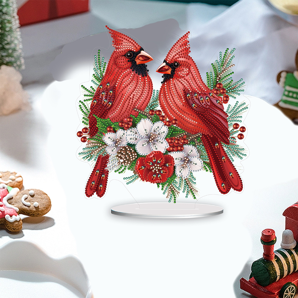 5D DIY Diamond Painting Special Shape Desk Ornament Cardinal Bird Decor Kit