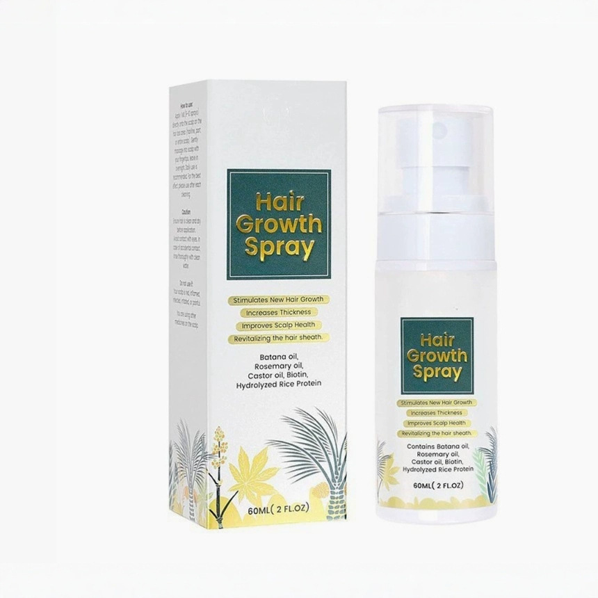 Natural Hair Growth Oil Spray: Batana Rosemary Serum Biotin Caffeine Scalp Care Treatment - Thinning Hair Regrowth Thickening for Women Men 2 FL OZ