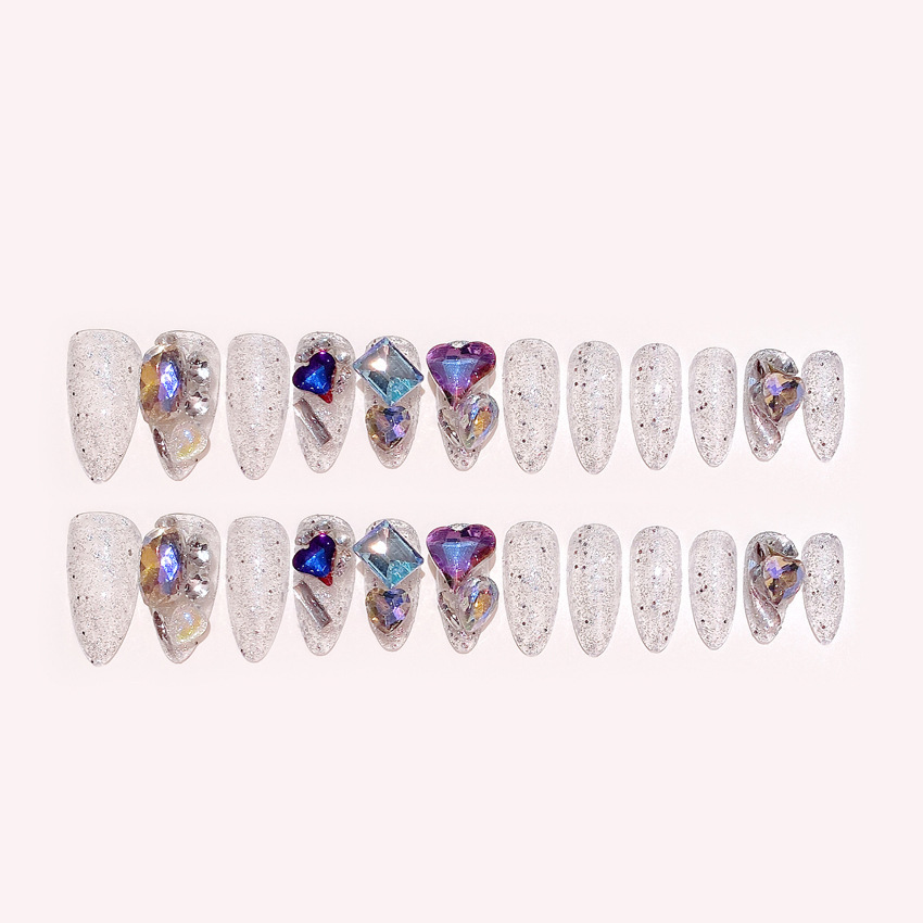 24 pieces of nail art fake nails wear nails ins pure desire wind flash diamond nail patches wear nail big diamond nail patches