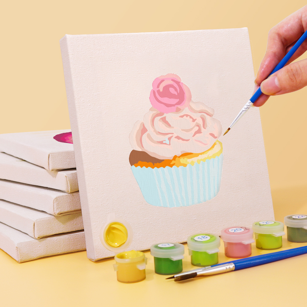 6 pieces, cake desktop accessories digital mini painting set, 15x15cm/5.9x5.9 inches, handmade for family leisure, perfect gift for friends and family.
