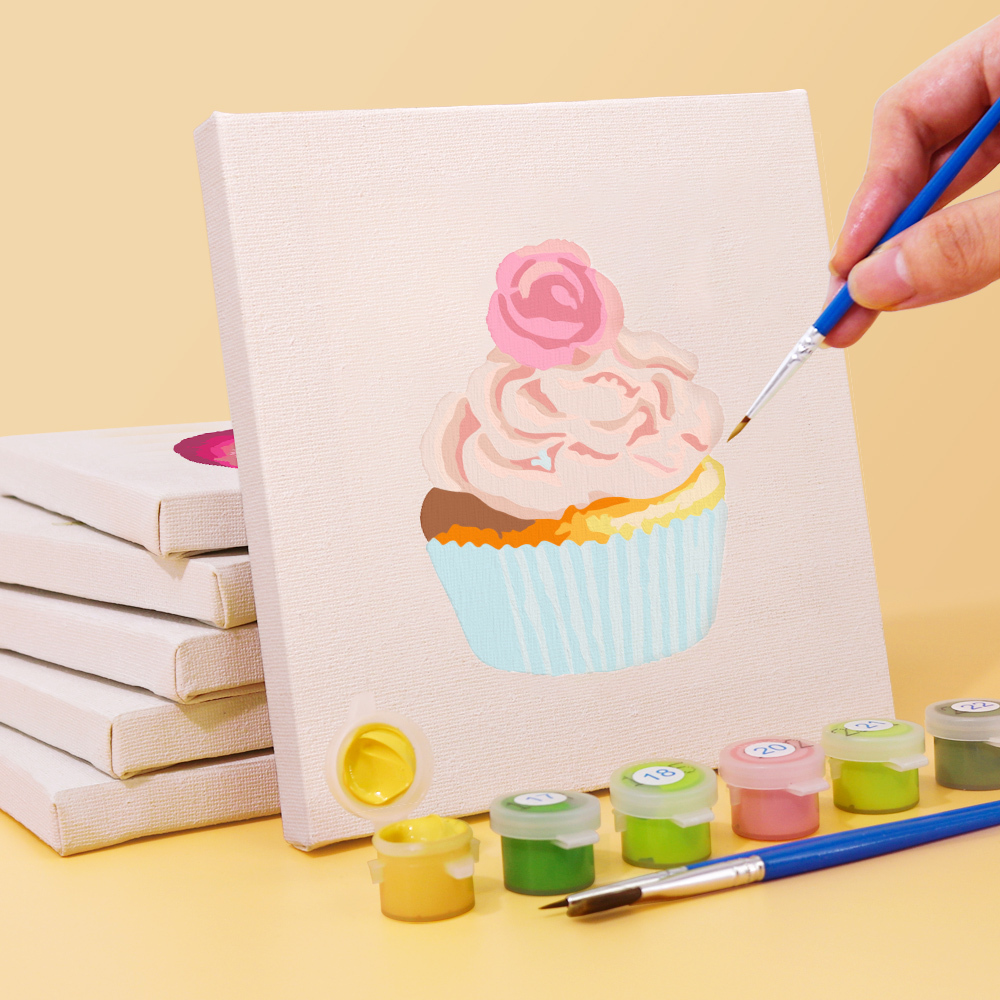 6 pieces, cake desktop accessories digital mini painting set, 15x15cm/5.9x5.9 inches, handmade for family leisure, perfect gift for friends and family.