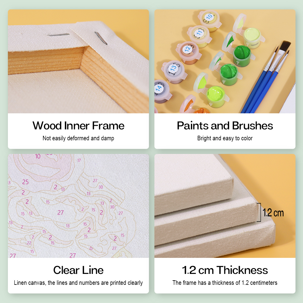 6 pieces, cake desktop accessories digital mini painting set, 15x15cm/5.9x5.9 inches, handmade for family leisure, perfect gift for friends and family.