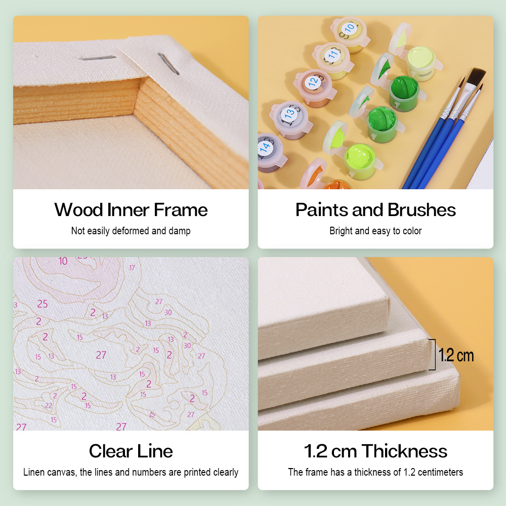 6 pieces, cake desktop accessories digital mini painting set, 15x15cm/5.9x5.9 inches, handmade for family leisure, perfect gift for friends and family.