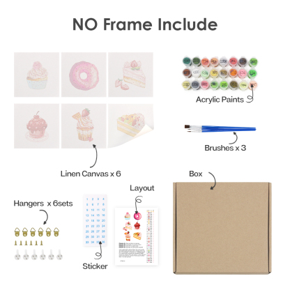 6 pieces, cake desktop accessories digital mini painting set, 15x15cm/5.9x5.9 inches, handmade for family leisure, perfect gift for friends and family.