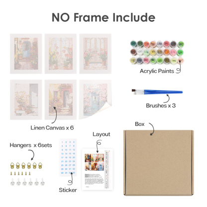 6 pieces, landscape mini digital painting set, 15x20cm/5.9x7.8 inches, handmade, suitable for family leisure, is the perfect gift for family and friends.