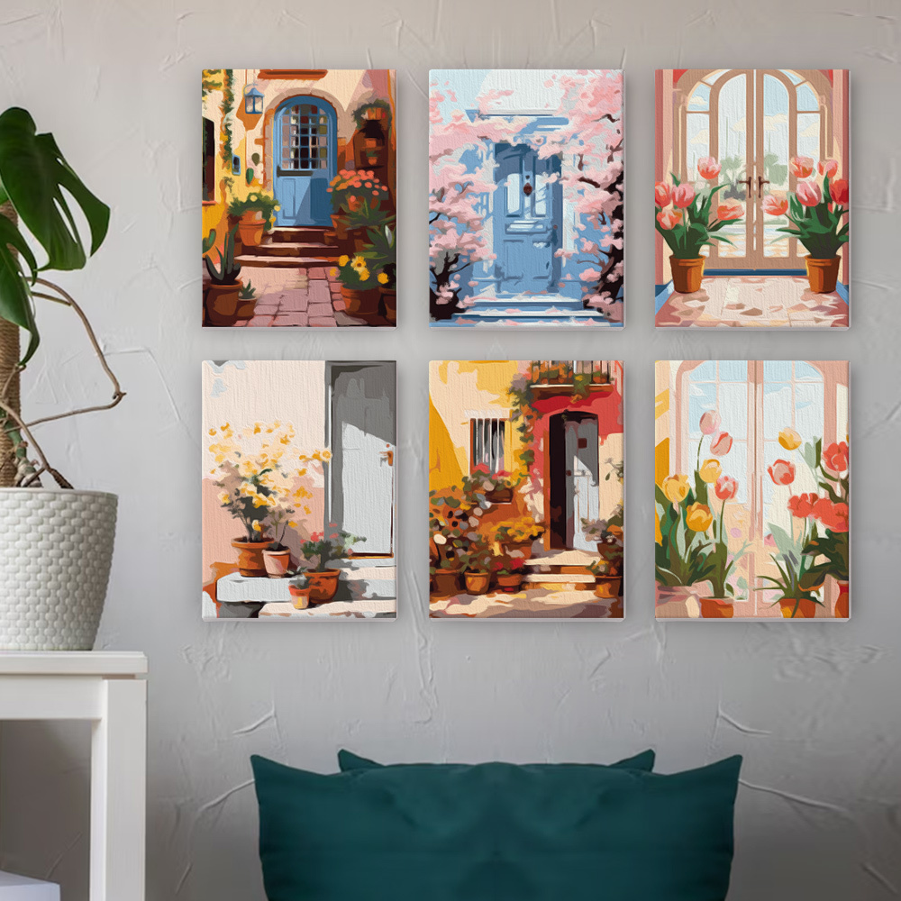 6 pieces, landscape mini digital painting set, 15x20cm/5.9x7.8 inches, handmade, suitable for family leisure, is the perfect gift for family and friends.