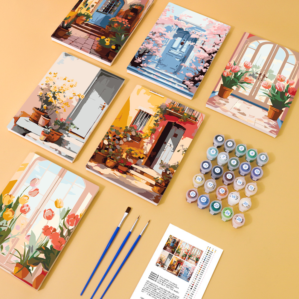 6 pieces, landscape mini digital painting set, 15x20cm/5.9x7.8 inches, handmade, suitable for family leisure, is the perfect gift for family and friends.