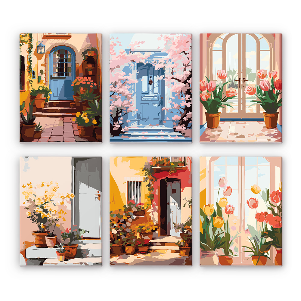 6 pieces, landscape mini digital painting set, 15x20cm/5.9x7.8 inches, handmade, suitable for family leisure, is the perfect gift for family and friends.