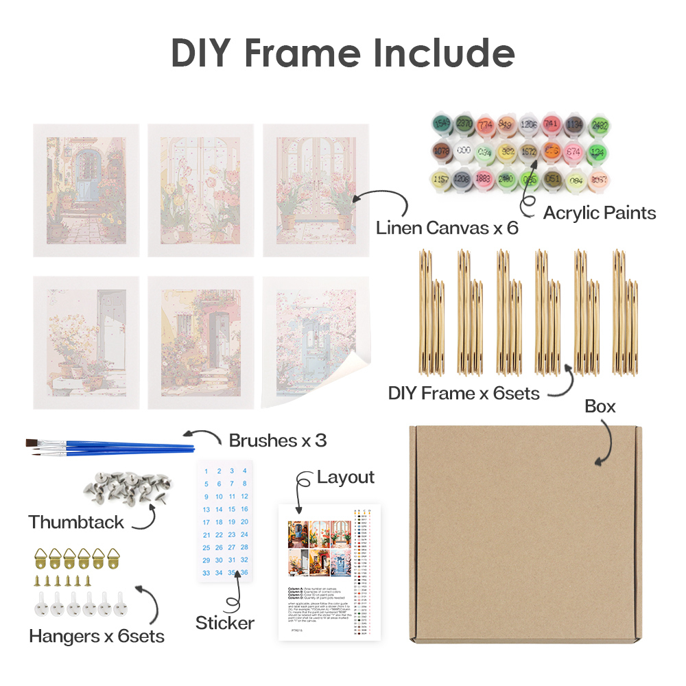 6 pieces, landscape mini digital painting set, 15x20cm/5.9x7.8 inches, handmade, suitable for family leisure, is the perfect gift for family and friends.