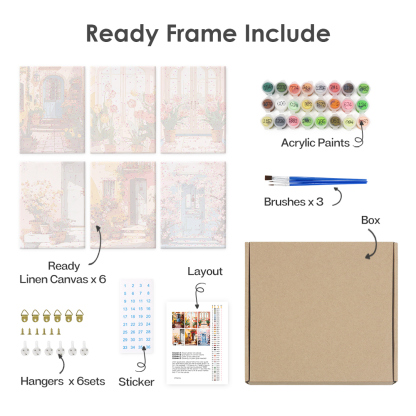 6 pieces, landscape mini digital painting set, 15x20cm/5.9x7.8 inches, handmade, suitable for family leisure, is the perfect gift for family and friends.