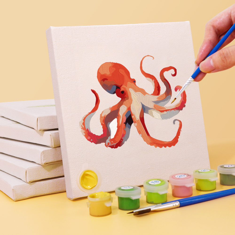 6 pieces, cute fish accessory digital mini painted set, 15x15cm/5.9x5.9 inches, handmade for home leisure, perfect gift for family and friends.