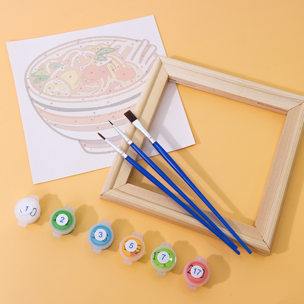 6 pieces, digital mini painted set of food desktop accessories, 15x15cm/5.9x5.9 inches, handmade for family leisure, perfect gift for friends and family.