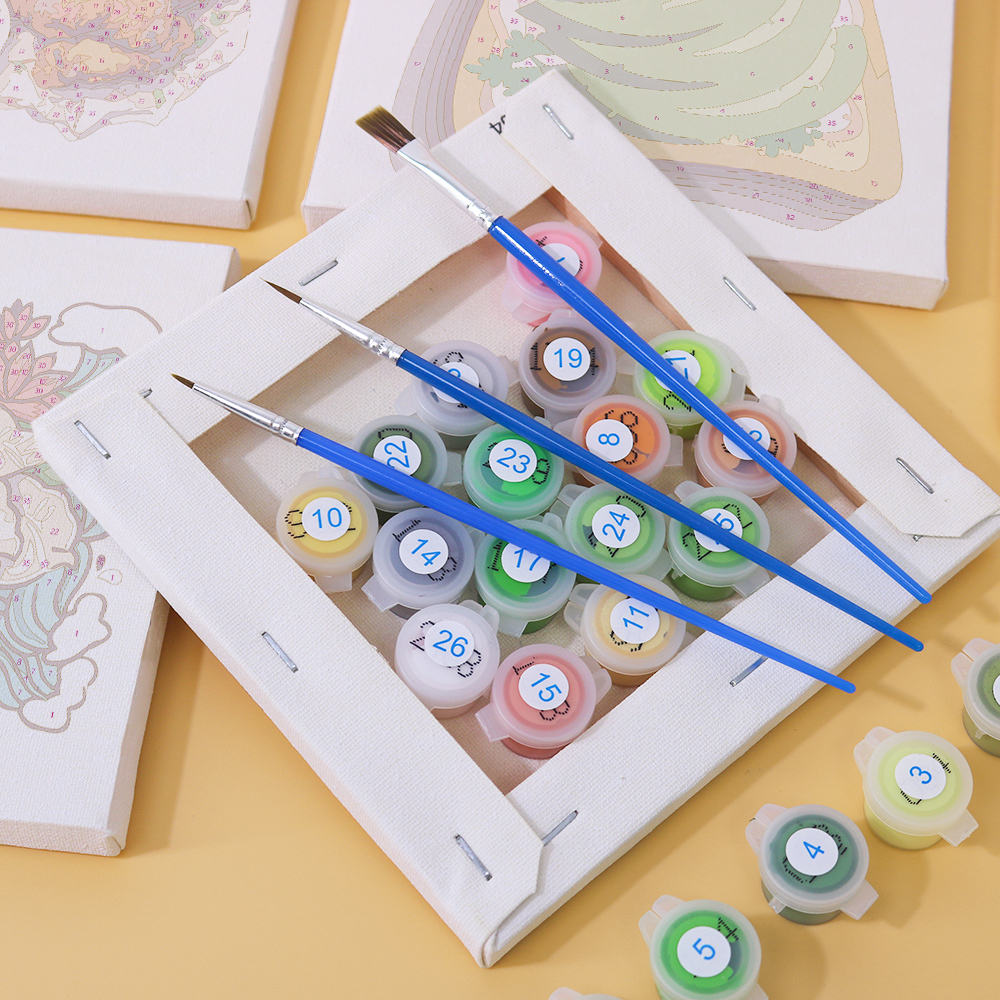 6 pieces, digital mini painted set of food desktop accessories, 15x15cm/5.9x5.9 inches, handmade for family leisure, perfect gift for friends and family.