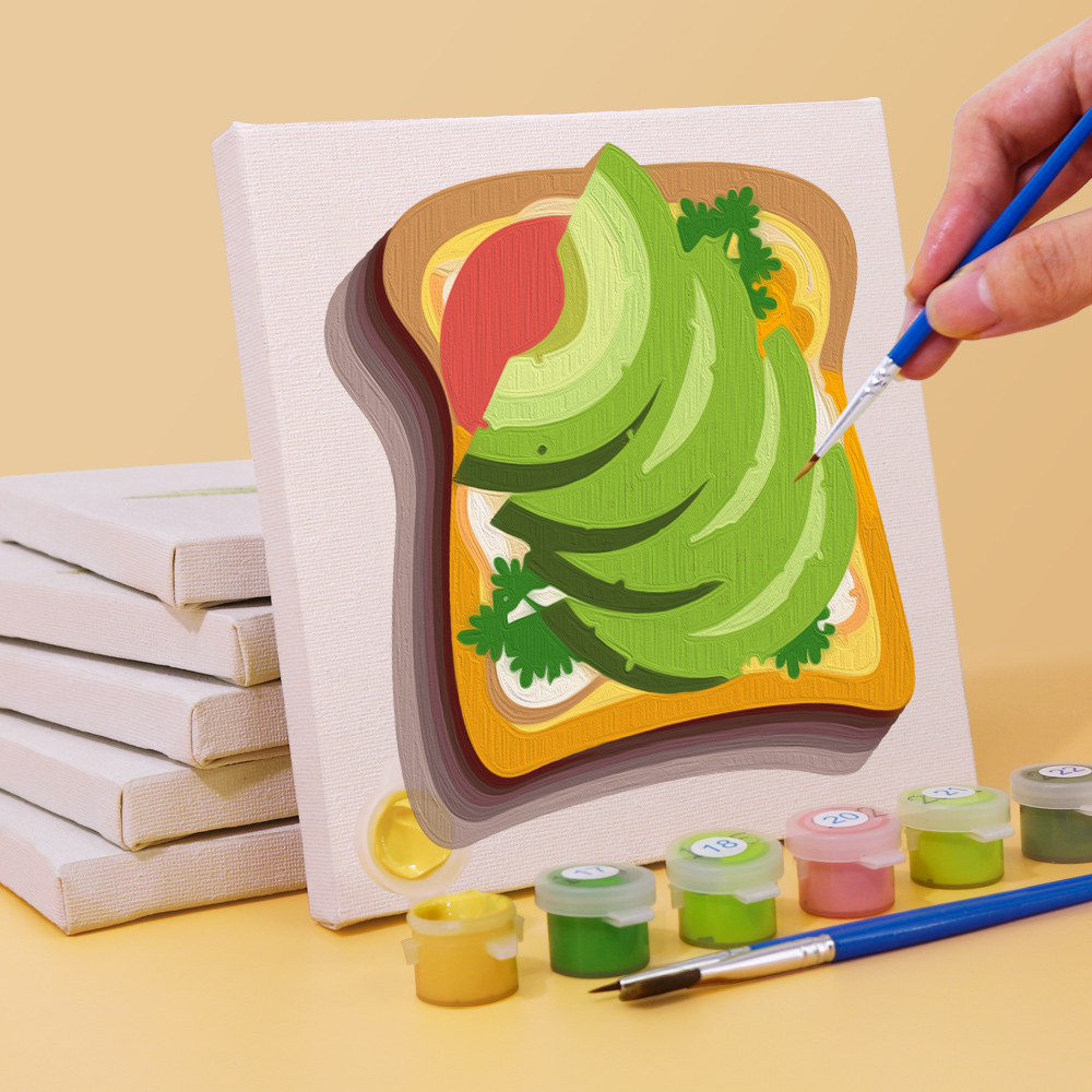 6 pieces, digital mini painted set of food desktop accessories, 15x15cm/5.9x5.9 inches, handmade for family leisure, perfect gift for friends and family.