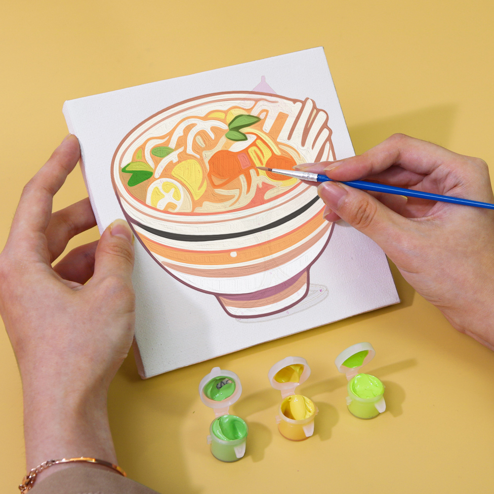 6 pieces, digital mini painted set of food desktop accessories, 15x15cm/5.9x5.9 inches, handmade for family leisure, perfect gift for friends and family.