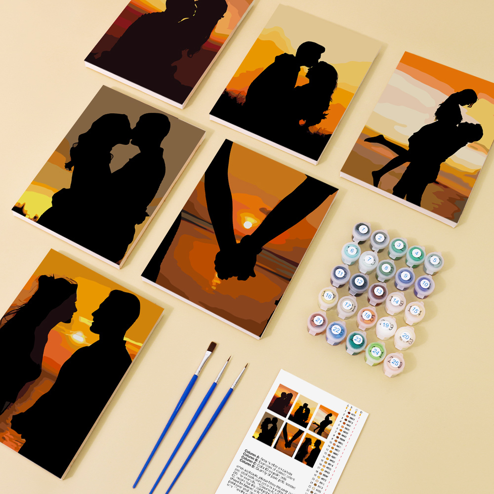 6 pieces, portrait mini digital painting set, 15x20cm/5.9x7.8 inches, handmade, suitable for family leisure, is the perfect gift for family and friends.