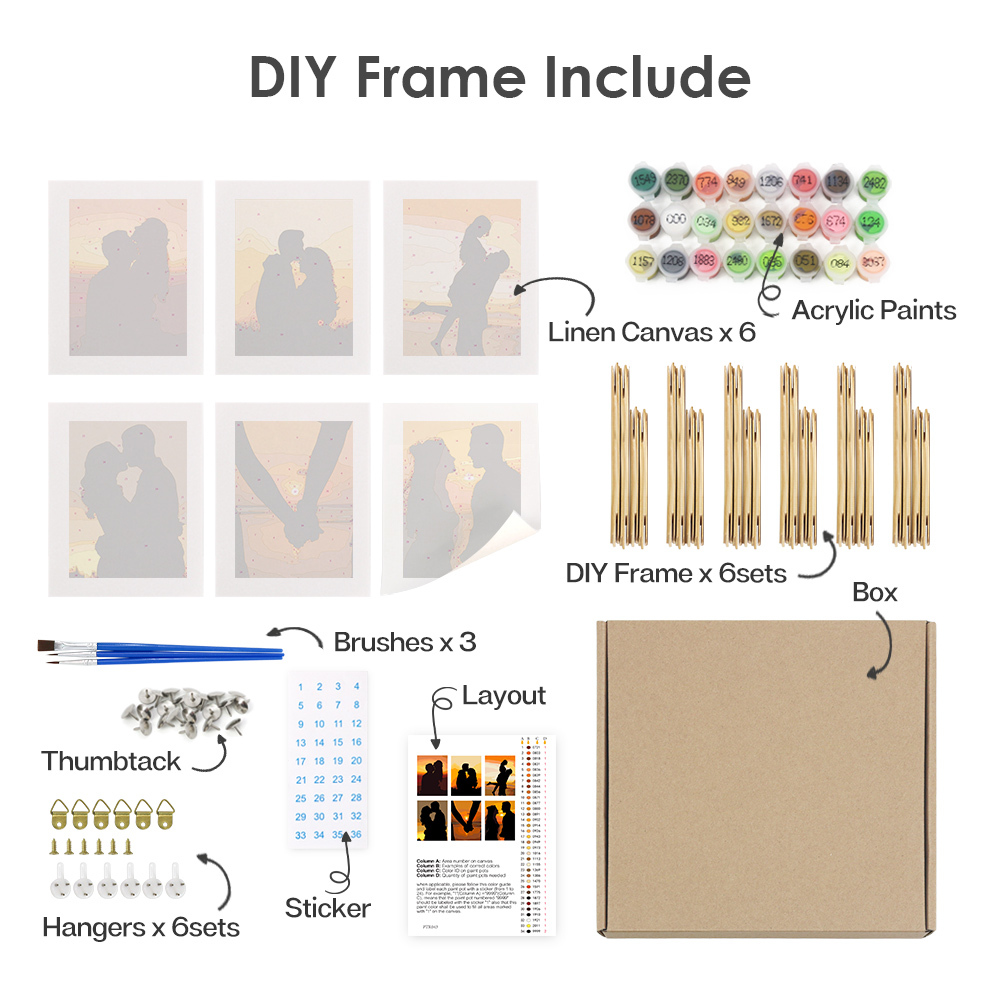 6 pieces, portrait mini digital painting set, 15x20cm/5.9x7.8 inches, handmade, suitable for family leisure, is the perfect gift for family and friends.