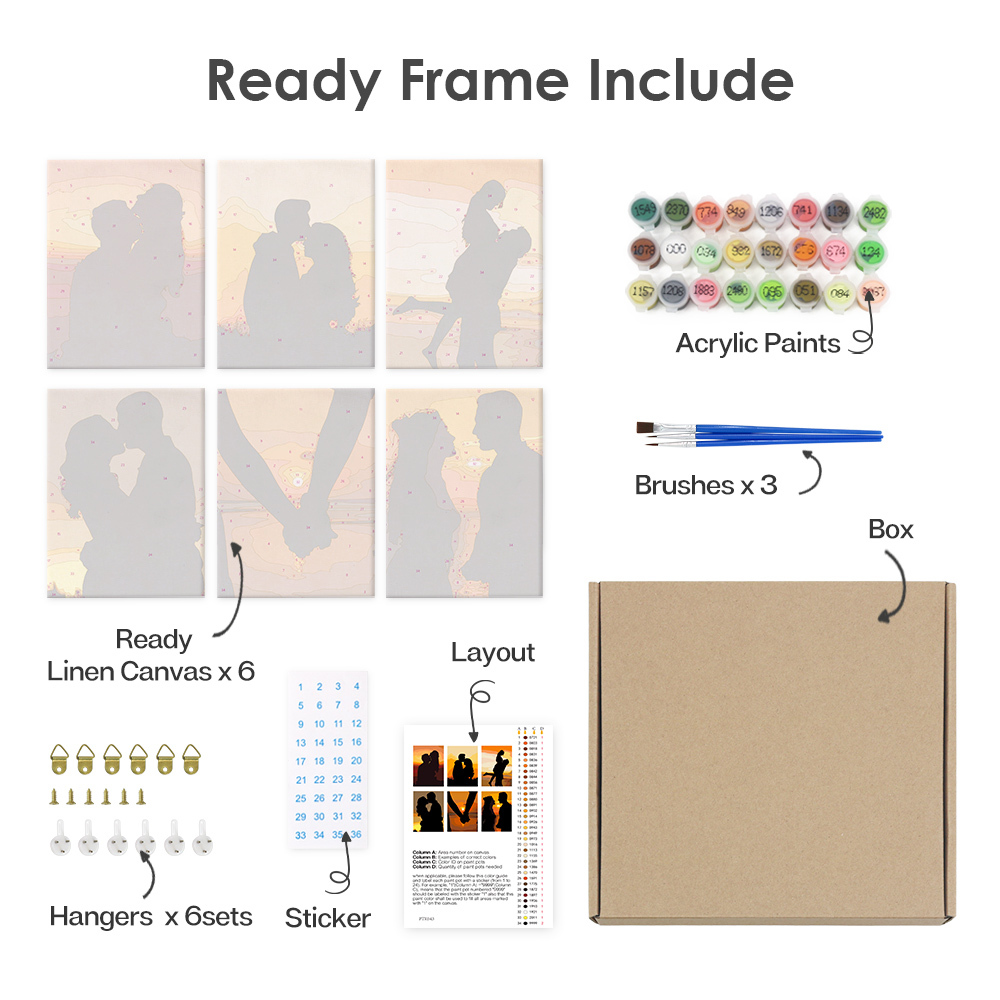 6 pieces, portrait mini digital painting set, 15x20cm/5.9x7.8 inches, handmade, suitable for family leisure, is the perfect gift for family and friends.