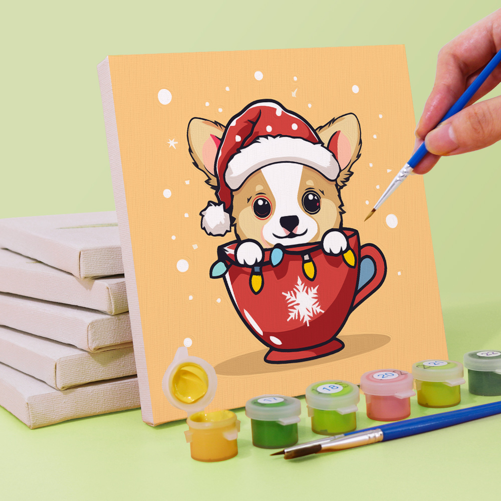 6 pieces, cute dog accessory digital mini painted set, 15x15cm/5.9x5.9 inches, handmade for home leisure, perfect gift for family and friends.
