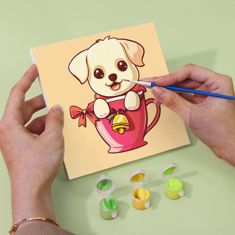 6 pieces, cute dog accessory digital mini painted set, 15x15cm/5.9x5.9 inches, handmade for home leisure, perfect gift for family and friends.