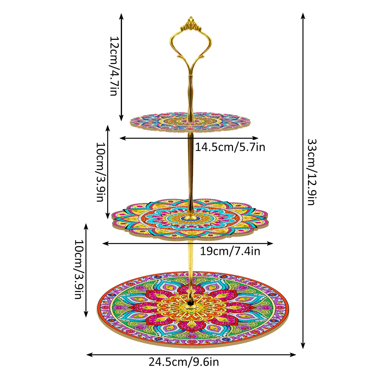 Cross border DIY diamond painting three-layer three-dimensional bracket dining plate Mandala diamond painting 5d diamond embroidery dessert bracket