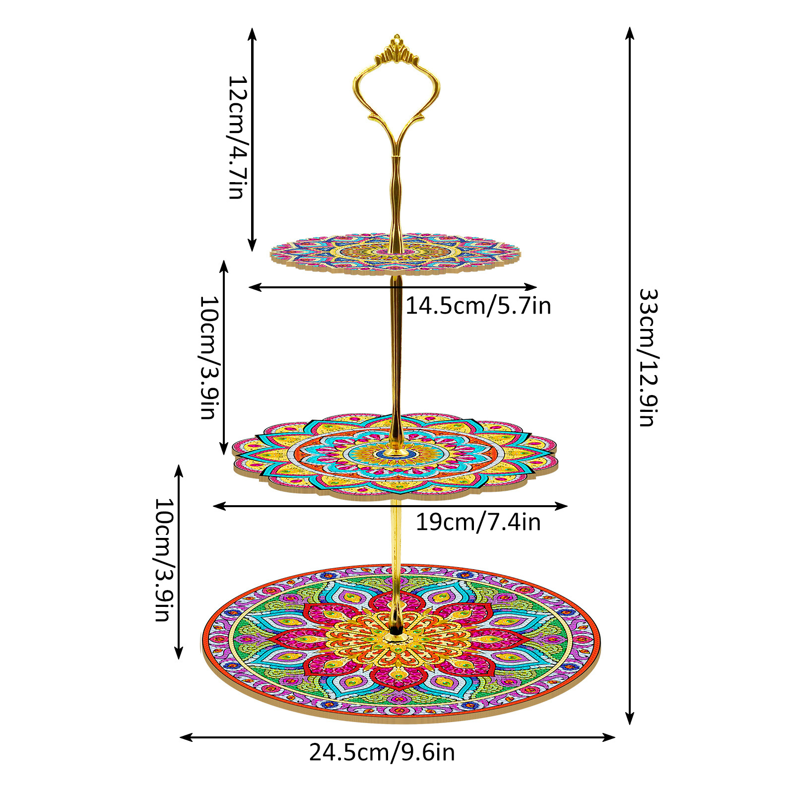 Cross border DIY diamond painting three-layer three-dimensional bracket dining plate Mandala diamond painting 5d diamond embroidery dessert bracket