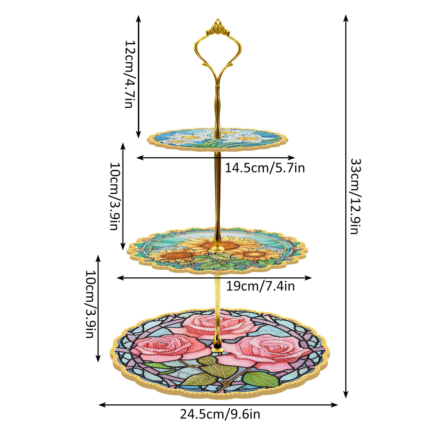 Cross border DIY diamond painting three-layer three-dimensional bracket dining plate Mandala diamond painting 5d diamond embroidery dessert bracket