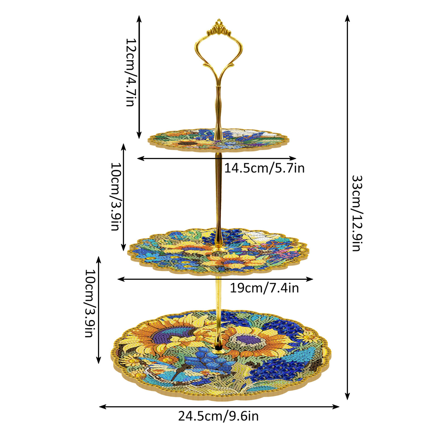 Cross border DIY diamond painting three-layer three-dimensional bracket dining plate Mandala diamond painting 5d diamond embroidery dessert bracket