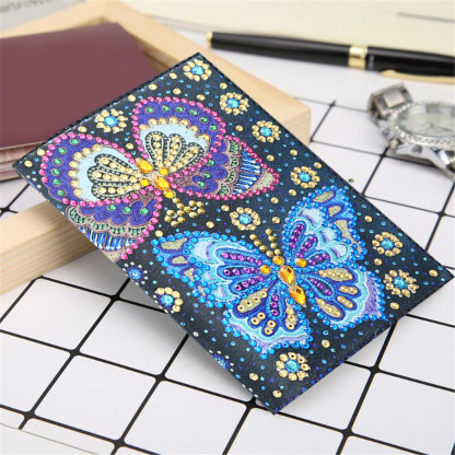 Creative Cross Mirror New Dot Paste Diamond DIY Craft Diamond Painting Travel Passport Notebook Colorful Butterfly Pattern