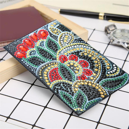 Creative Cross Mirror New Dot Paste Diamond DIY Craft Diamond Painting Travel Passport Notebook Colorful Flower Pattern