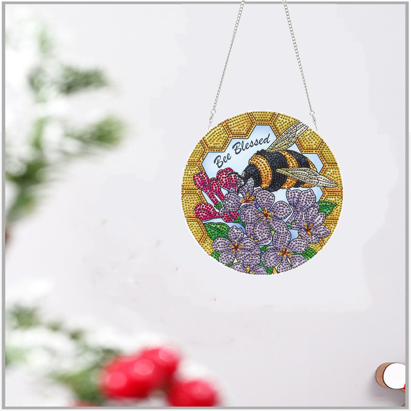 Cross mirror diamond painting bird door decoration sunflower pendant door decoration wall decoration handmade DIY flower