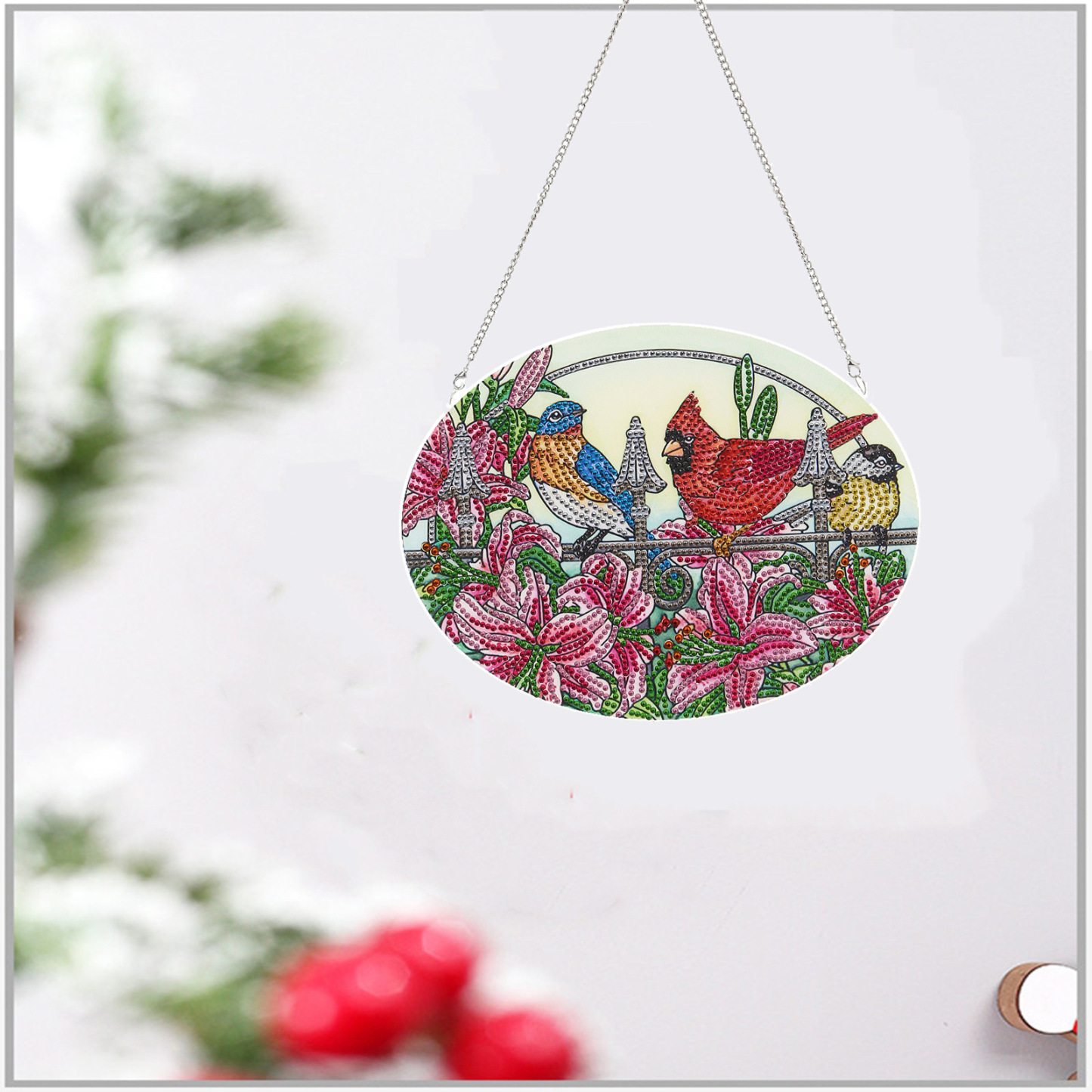 Cross mirror diamond painting bird door decoration sunflower pendant door decoration wall decoration handmade DIY flower