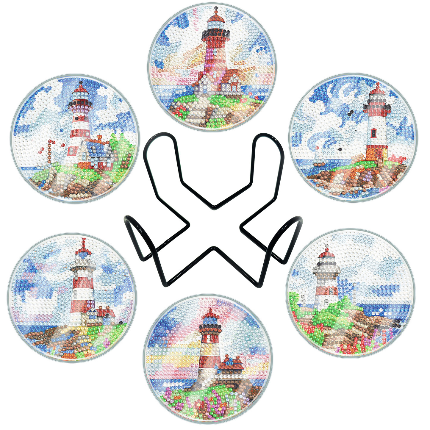 Creative new DIY diamond painting coaster with transparent acrylic cup cover, handmade irregular bright diamond mandala coaster