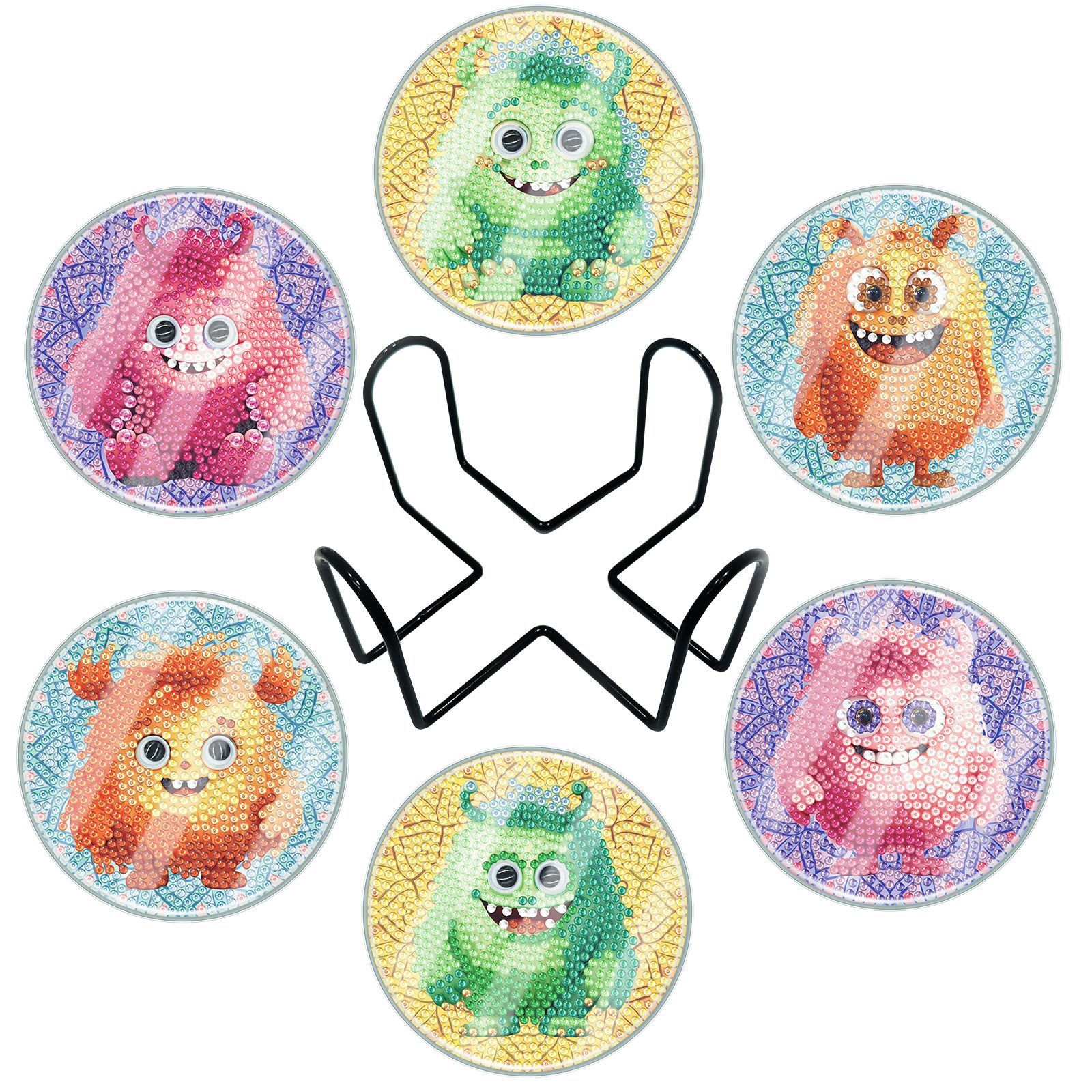 Creative new DIY diamond painting coaster with transparent acrylic cup cover, handmade irregular bright diamond mandala coaster