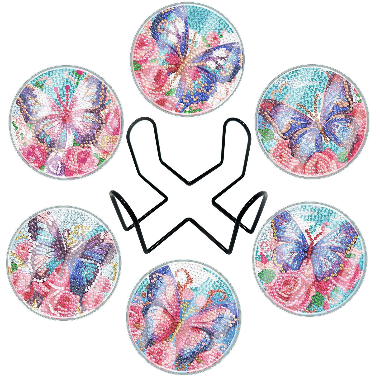 Creative new DIY diamond painting coaster with transparent acrylic cup cover, handmade irregular bright diamond mandala coaster
