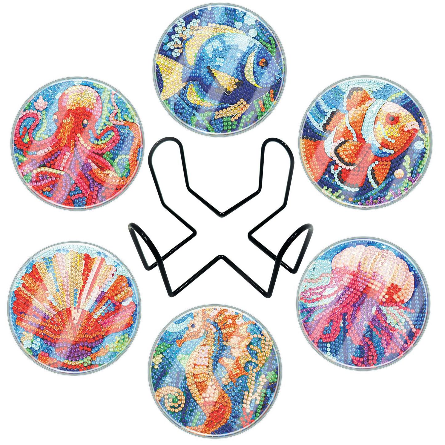 Creative new DIY diamond painting coaster with transparent acrylic cup cover, handmade irregular bright diamond mandala coaster