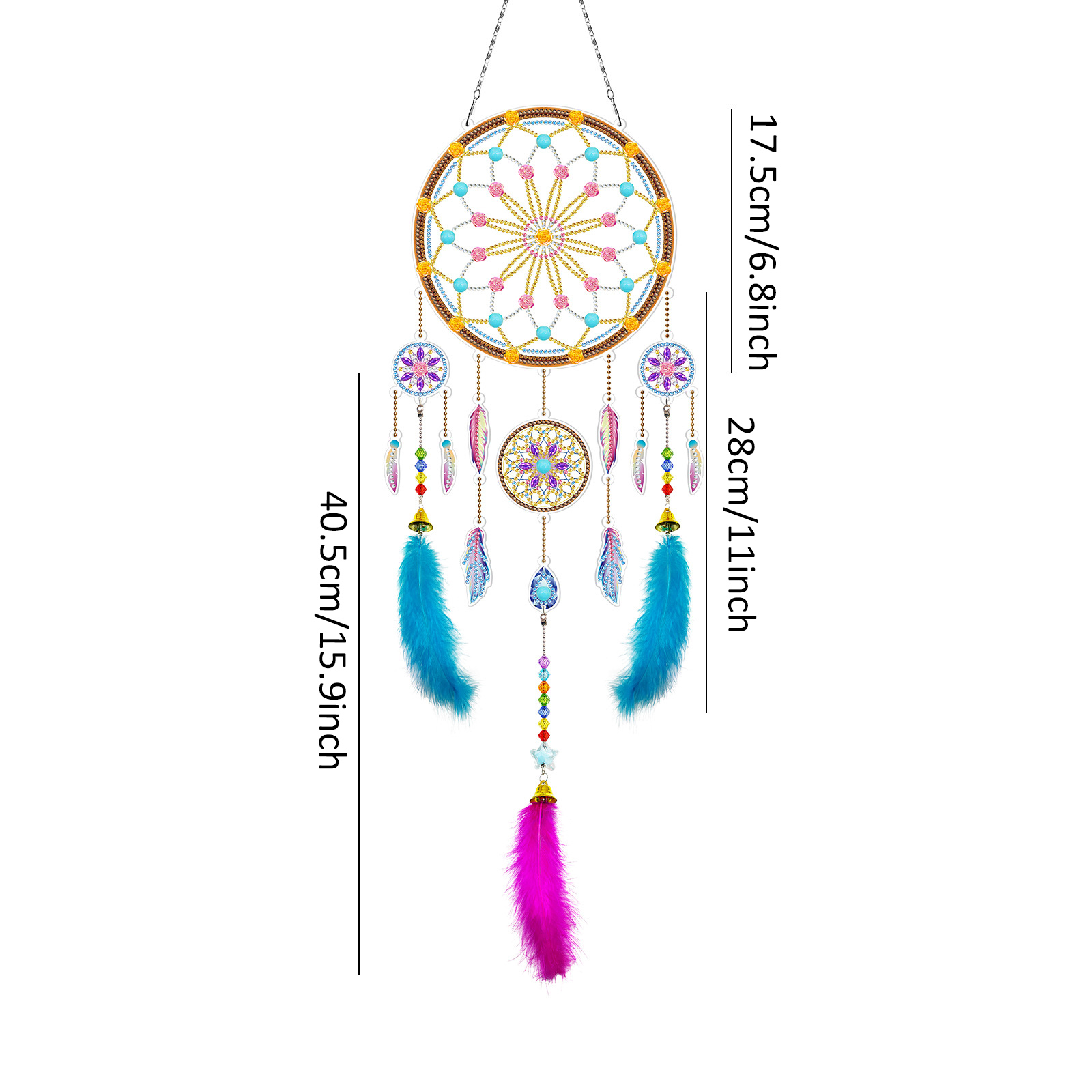 Diamond painting wind chime DIY handmade dream catcher 5D pendant bedroom decoration hanging decoration crystal brick stone painting