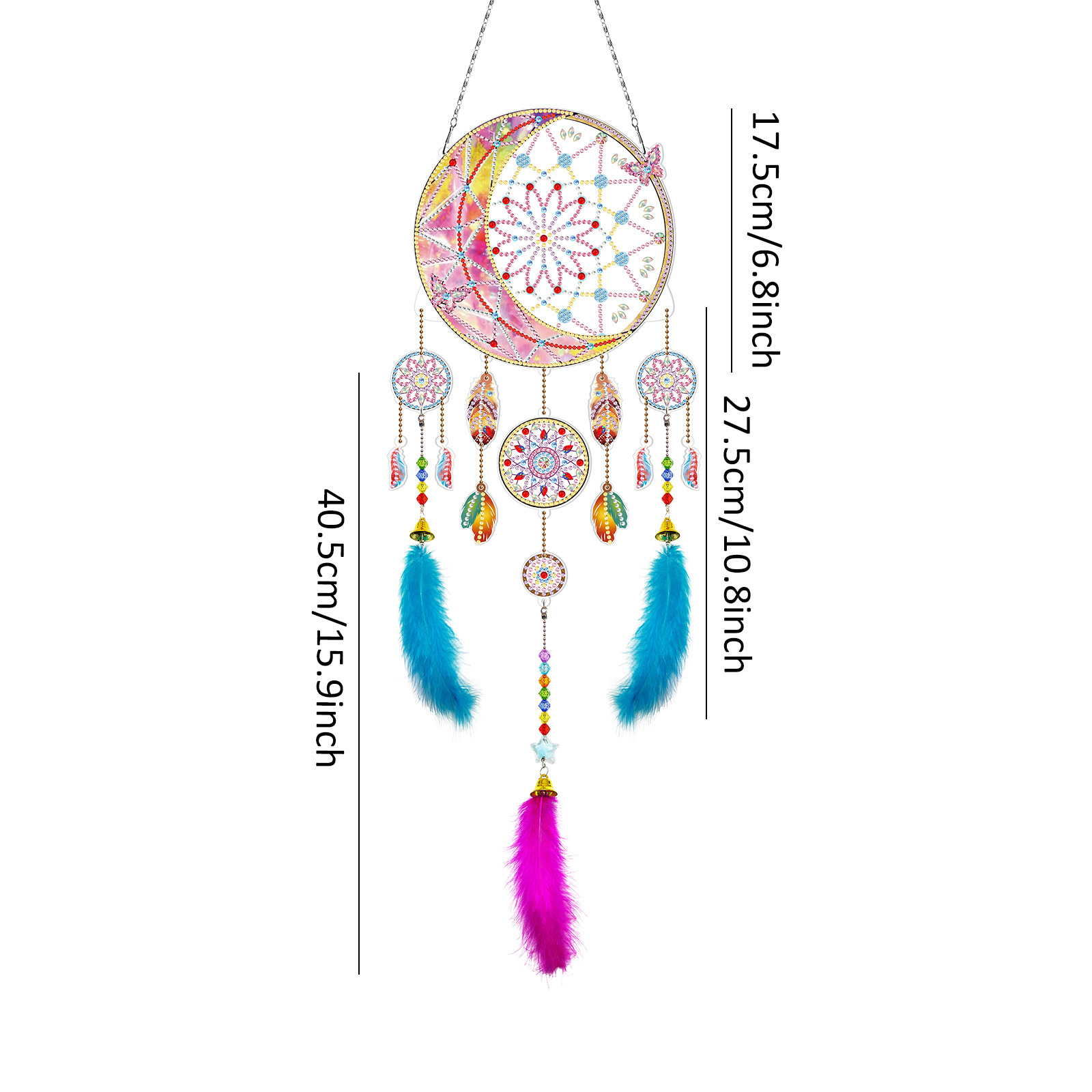 Diamond painting wind chime DIY handmade dream catcher 5D pendant bedroom decoration hanging decoration crystal brick stone painting