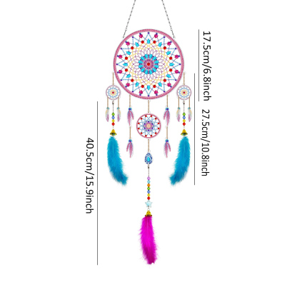 Diamond painting wind chime DIY handmade dream catcher 5D pendant bedroom decoration hanging decoration crystal brick stone painting