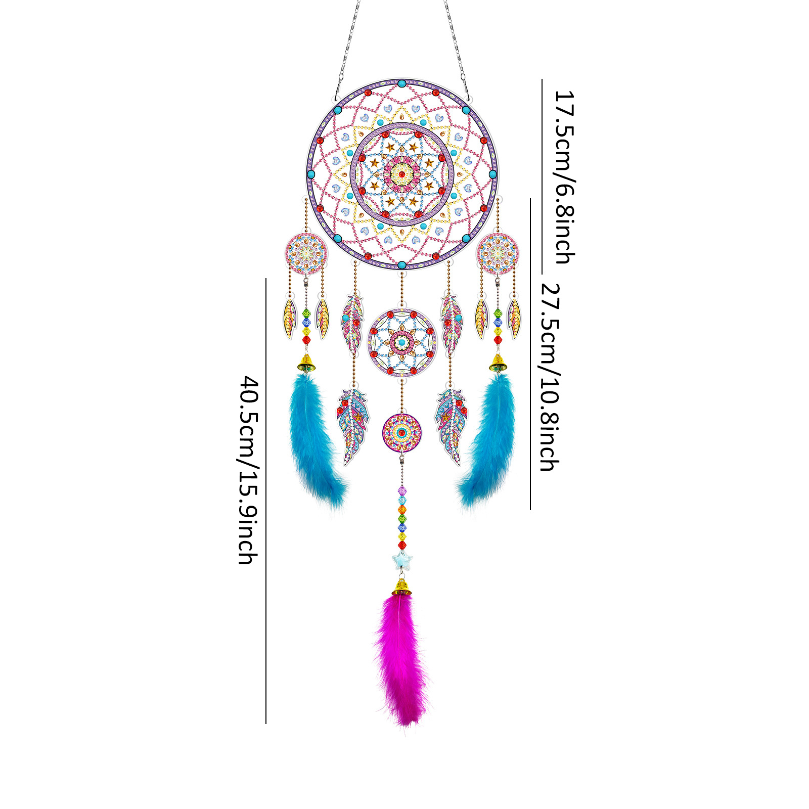 Diamond painting wind chime DIY handmade dream catcher 5D pendant bedroom decoration hanging decoration crystal brick stone painting