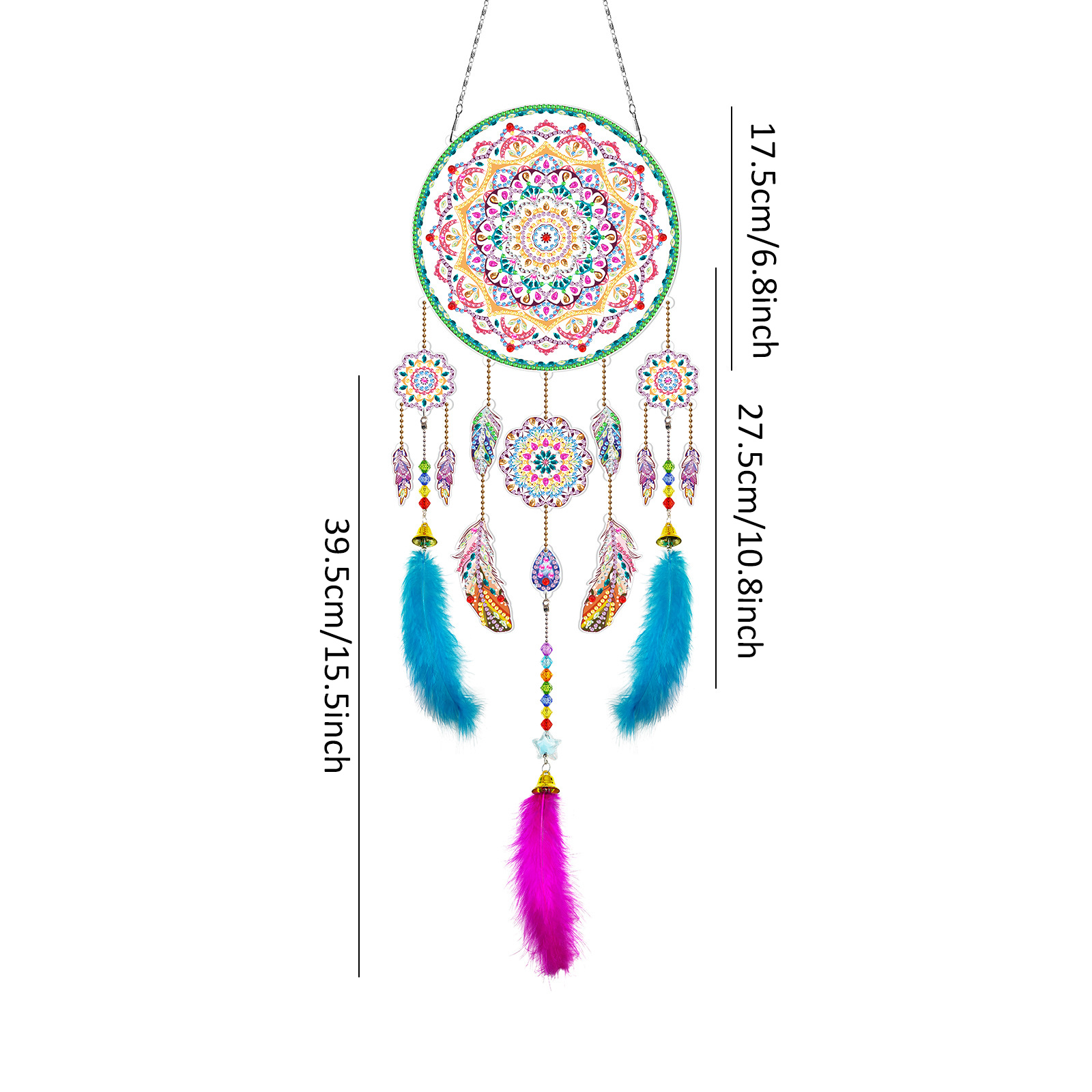 Diamond painting wind chime DIY handmade dream catcher 5D pendant bedroom decoration hanging decoration crystal brick stone painting