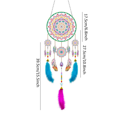 Diamond painting wind chime DIY handmade dream catcher 5D pendant bedroom decoration hanging decoration crystal brick stone painting
