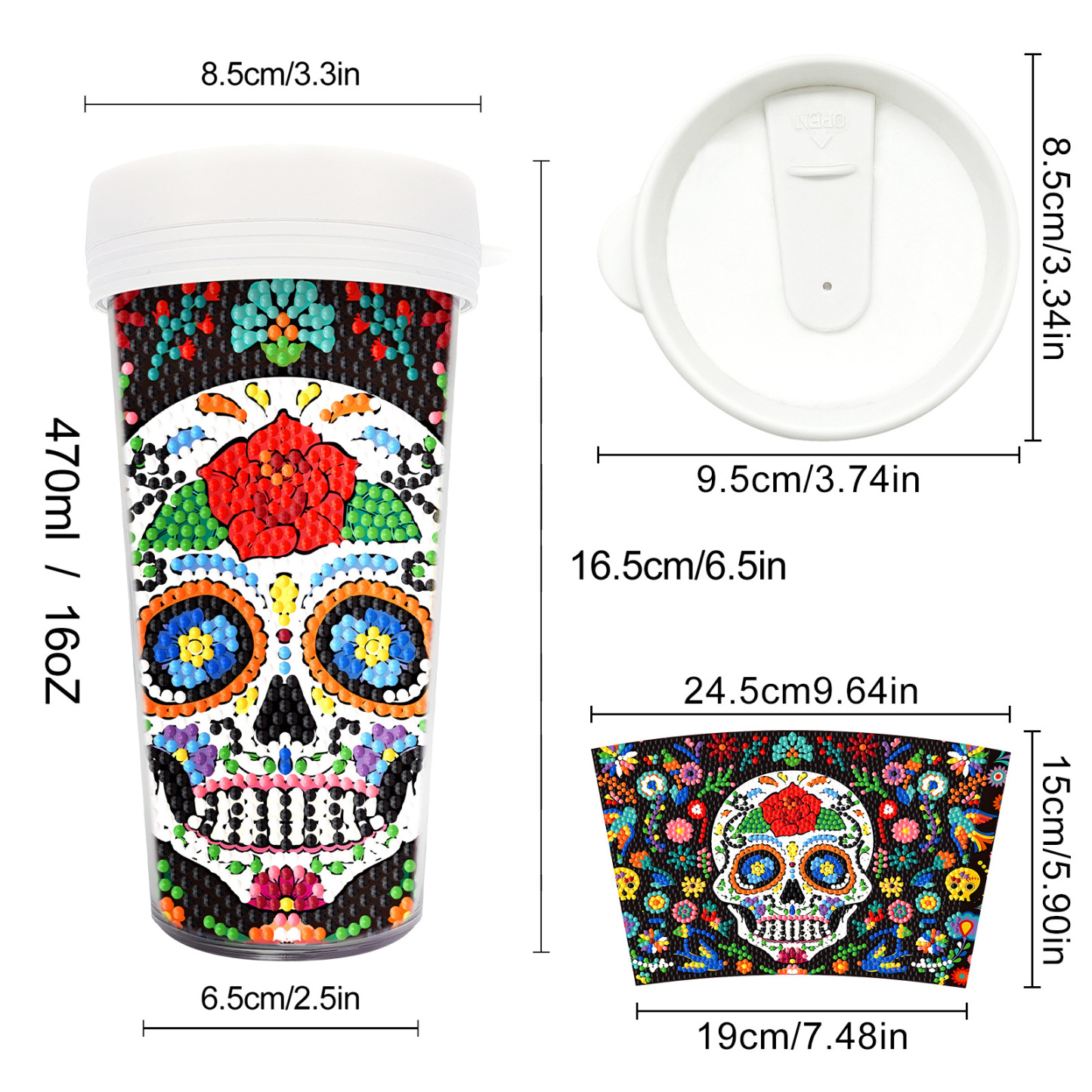 Customized diamond painting cup, Amazon cross-border handmade gift, drinkable water cup, brick and stone painting cup