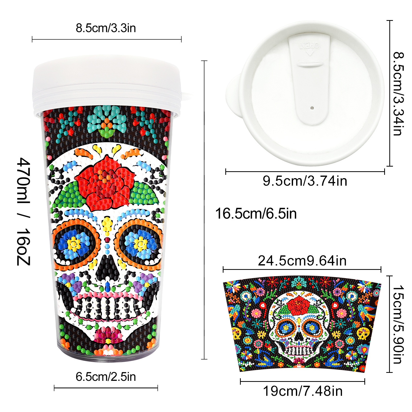 Customized diamond painting cup, Amazon cross-border handmade gift, drinkable water cup, brick and stone painting cup