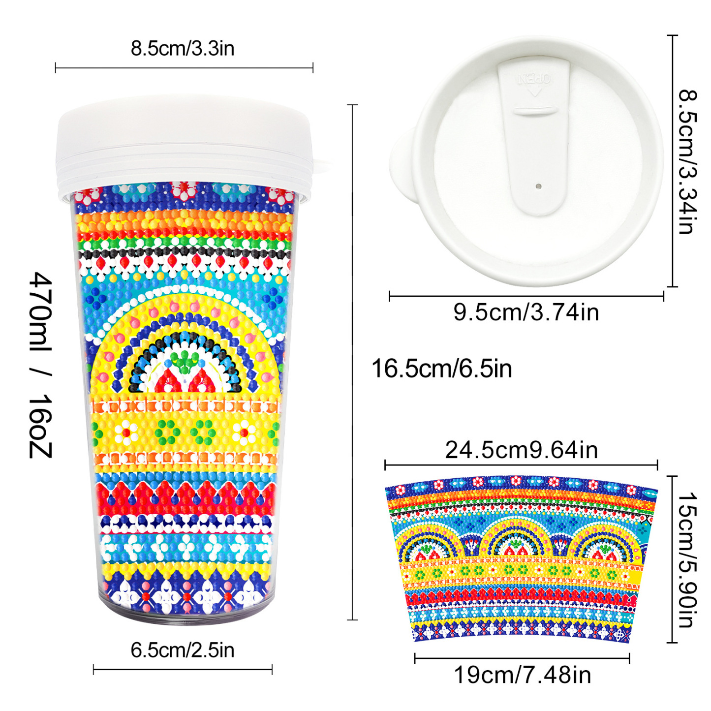 Customized diamond painting cup, Amazon cross-border handmade gift, drinkable water cup, brick and stone painting cup